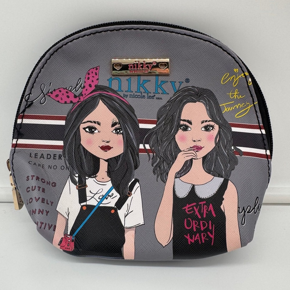 Nikky by Nicole Lee "Twin Sister" Cosmetic Pouch Bag - Gray